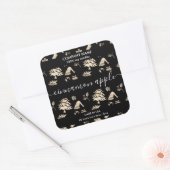 クリスマスツリー金ゴールドパターンキャンドルラベル スクエアシール (封筒)