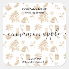 クリスマスツリー金ゴールドパターンキャンドルラベル スクエアシール