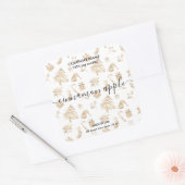 クリスマスツリー金ゴールドパターンキャンドルラベル スクエアシール (封筒)