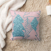 クリスマスツリー金ゴールドブルーグリッタープリズムピンク海 クッション (ブランケット)