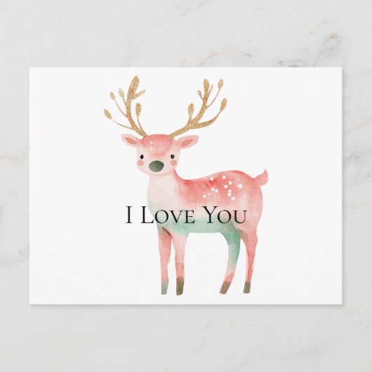 クリスマスツリー金ゴールドホワイトピンクミントピースジョイ ポストカード (正面)