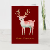 クリスマスツリー金ゴールドホワイトピンクミントピースジョイ 箔グリーティングカード (正面)