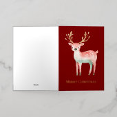 クリスマスツリー金ゴールドホワイトピンクミントピースジョイ 箔グリーティングカード (外側レイダウン)