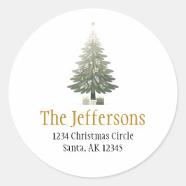 クリスマスツリー金ゴールド差出人住所 ラウンドシール