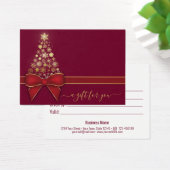 クリスマスツリー金ゴールド雪片レッドボウギフトカード (デスク)