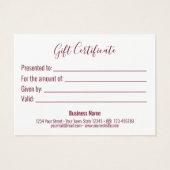 クリスマスツリー金ゴールド雪片レッドボウギフトカード (裏面)