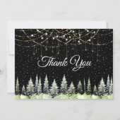 クリスマスツリー銀のグリッター滴下ライト サンキューカード (正面)