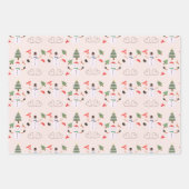 クリスマスツリー雪だるまキャンドルプレゼントクリスマス ラッピングペーパーシート (正面3)