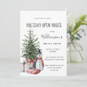 クリスマスツリー雪だるまクリスマスパーティの招待状 招待状 (スタンド正面)