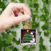 クリスマスツリー雪だるまサプライズプリント キーホルダー (手)