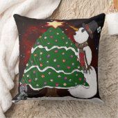 クリスマスツリー雪だるまサプライズプリント クッション (ブランケット)