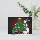 クリスマスツリー雪だるまサプライズプリント シーズンポストカード (スタンド正面)