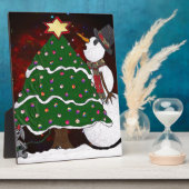 クリスマスツリー雪だるまサプライズプリント フォトプラーク (側面)