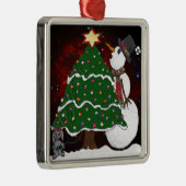 クリスマスツリー雪だるまサプライズプリント メタルオーナメント (右)