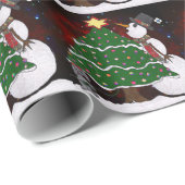 クリスマスツリー雪だるまサプライズプリント ラッピングペーパー (ロールコーナー)