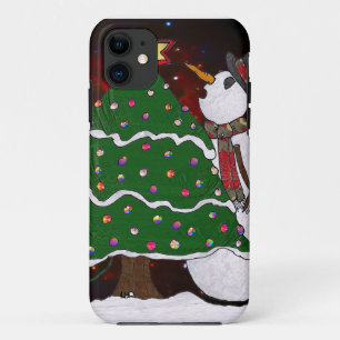 クリスマスツリー雪だるまサプライズプリント iPhone 11 ケース