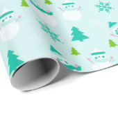 クリスマスツリー雪だるまスノーフレークモダンクリスマス ラッピングペーパー (ロールコーナー)