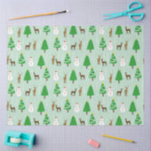 クリスマスツリー雪だるまトナカイ雪 薄葉紙 (クラフト)