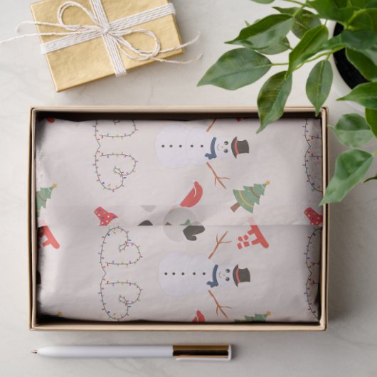 クリスマスツリー雪だるまハートピーチクリスマス 薄葉紙 (ギフト)