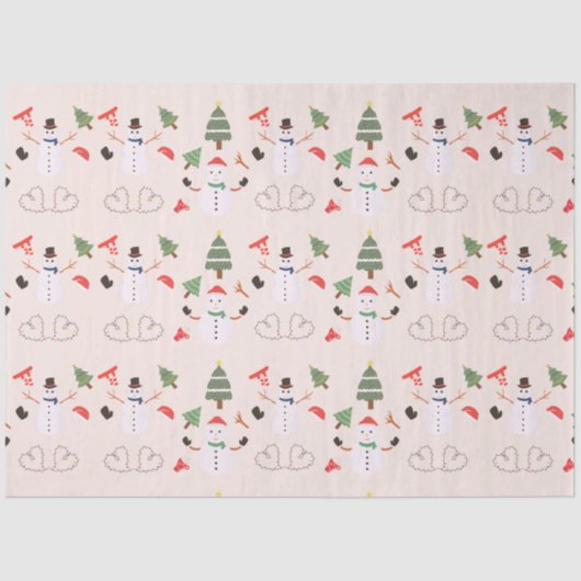 クリスマスツリー雪だるまハートピーチクリスマス 薄葉紙 (正面)