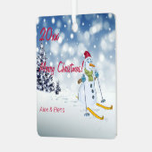 クリスマスツリー雪だるまメタルスクエアオーナメント メタルオーナメント (正面左)