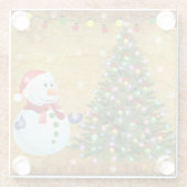 クリスマスツリー雪だるま ガラスコースター (裏面)