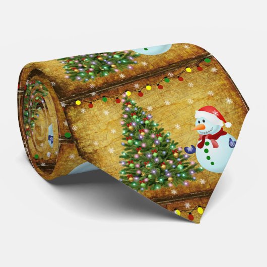 クリスマスツリー雪だるま ネクタイ (ロール)