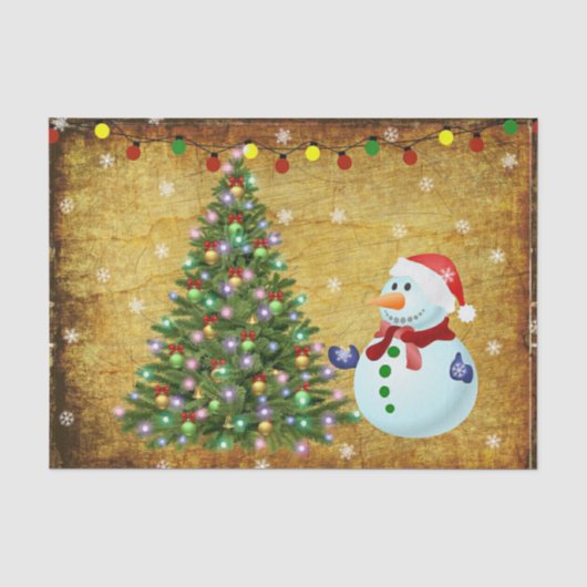 クリスマスツリー雪だるま 薄葉紙 (正面)
