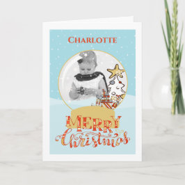 クリスマスツリー雪のグローブフォトカード シーズンカード