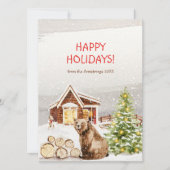 クリスマスツリー雪のファームベアドッグディアウォーター色 シーズンカード (正面)