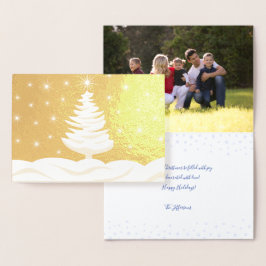 クリスマスツリー雪の夜の星空の写真 箔カード