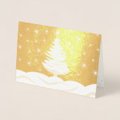 クリスマスツリー雪の夜の星空の写真 箔カード (正面)