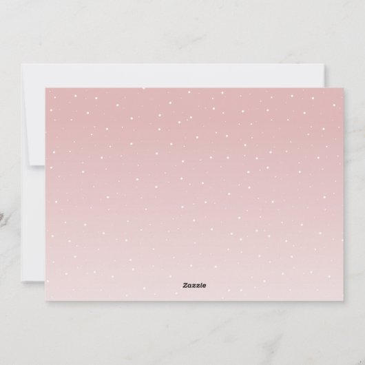 クリスマスツリー雪の水の色ピンクの家族の写真 シーズンカード (裏面)