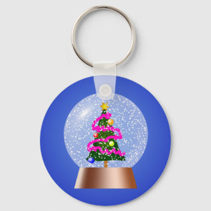 クリスマスツリー雪の球体 キーホルダー