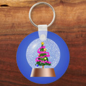 クリスマスツリー雪の球体 キーホルダー (正面)