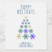 クリスマスツリー雪の結晶フェスティバル個人用化可能 ワインラベル (シングルラベル)