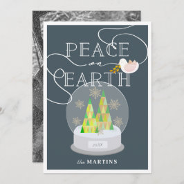 クリスマスツリー雪グローブ海軍クリスマスフォト 招待状