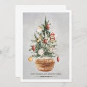 クリスマスツリー雪ハッピーホリデーズクリスマスカード (正面/裏面)