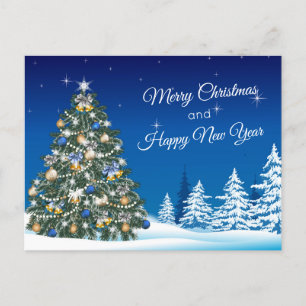 クリスマスツリー雪メリークリスマスビジネス ポストカード
