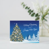 クリスマスツリー雪メリークリスマスビジネス ポストカード (スタンド正面)