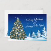 クリスマスツリー雪メリークリスマス エンクロージャーカード (正面/裏面)