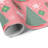 クリスマスツリー雪片ギフトラッピング紙 ラッピングペーパー (ロールコーナー)