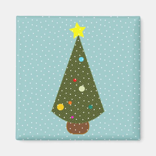 クリスマスツリー雪 マグネット (正面)
