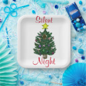 クリスマスツリー静かナイト ペーパープレート (パーティー)