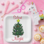 クリスマスツリー静かナイト ペーパープレート (パーティー)