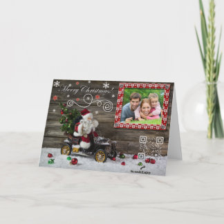 クリスマスツリー音楽写真カードとのヴィンテージサンタ シーズンカード