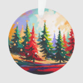 クリスマスツリー風景画 アクリル オーナメント (正面)