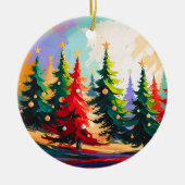 クリスマスツリー風景画 陶器 セラミックオーナメント (正面)
