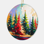 クリスマスツリー風景画 陶器 セラミックオーナメント (左)