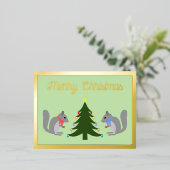 クリスマスツリー飾のリスカスタムズ 箔シーズンポストカード (立ち正面)